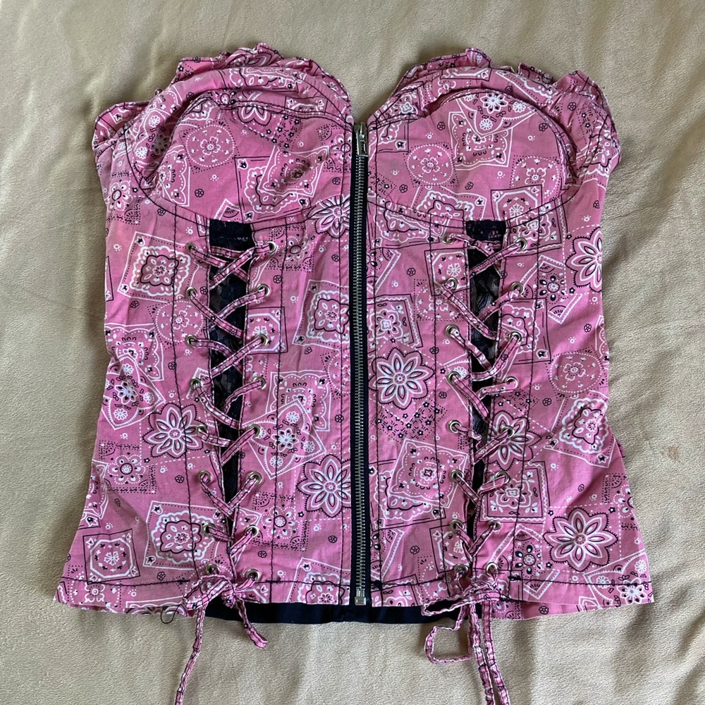 Pink pattered Corset Top